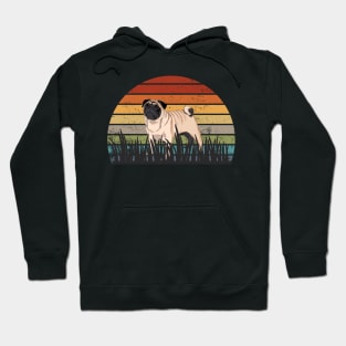 Vintage Sunset Pug Hoodie